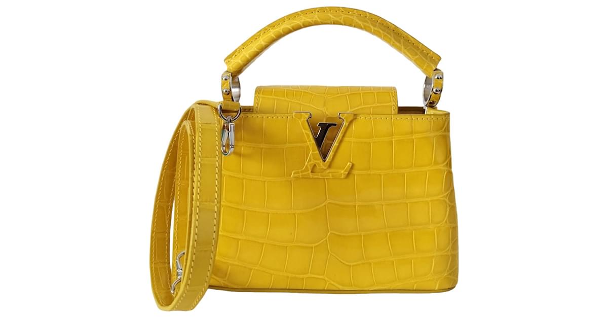 Handbags Louis Vuitton Capucines mm Shoulder Bag in Beige Raffia and Black Leather - 101221