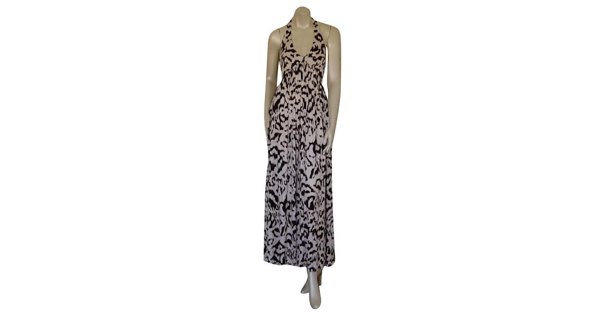 Diane Von Furstenberg DvF Maxi silk dress Franz Brown Cream Chocolate ref.848923 Joli Closet