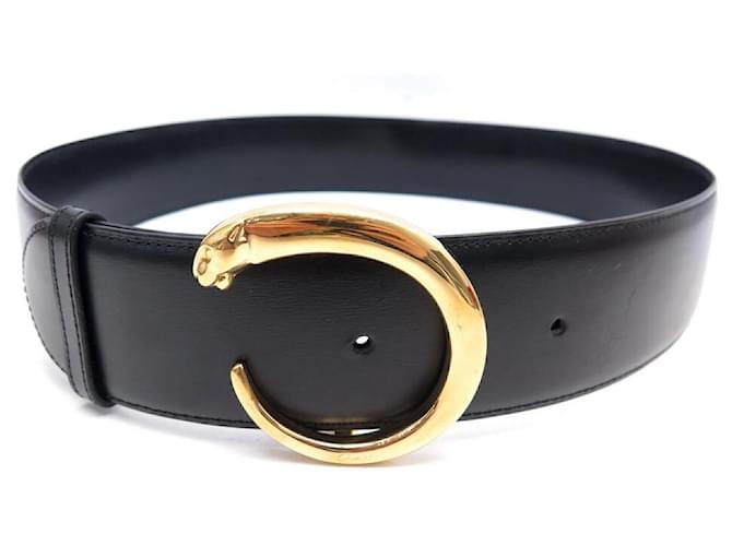 Cartier ブラックベルト ゴールドバックル Cartier - Cartier(カルティエ) ベルト - 黒×ゴールド レザーの