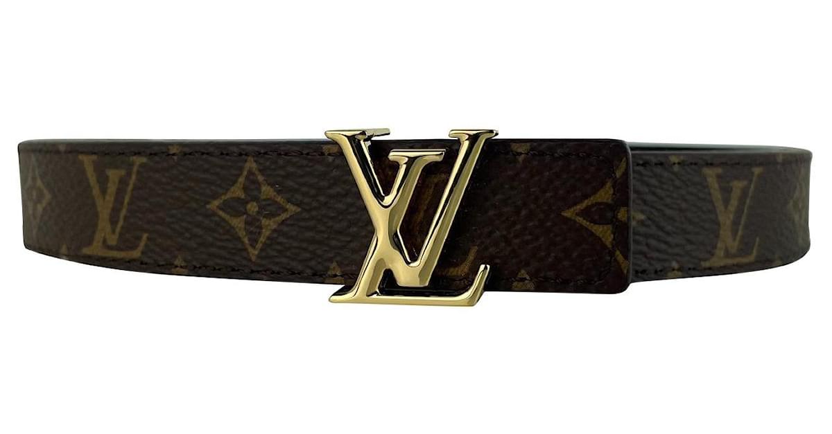 Louis Vuitton LV Circle 20mm Reversible Belt Brown + Calf Leather. Size 85 cm