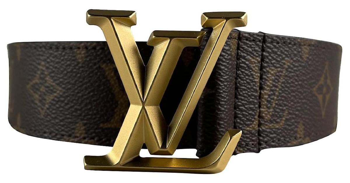 Pre-owned Louis Vuitton Black Leather Lv Buckle Belt 85cm