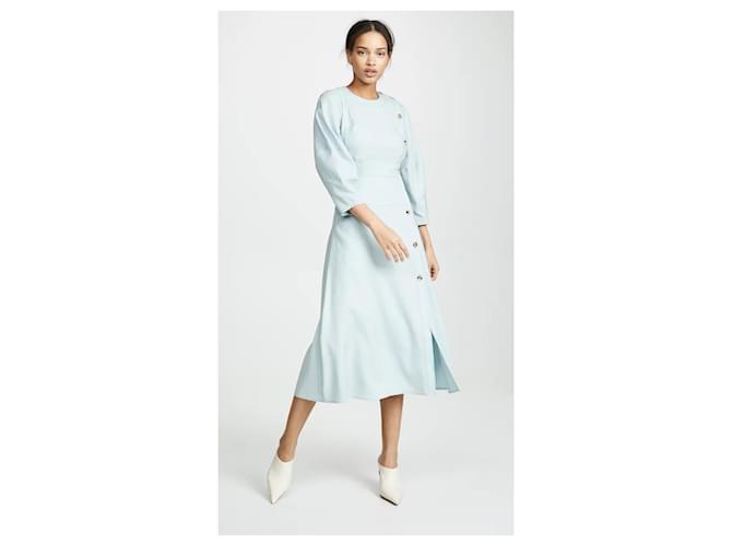 rejina pyo green dress REJINA PYO GREEN LINEN AND COTTON BLEND MIDI DRESS SMALL