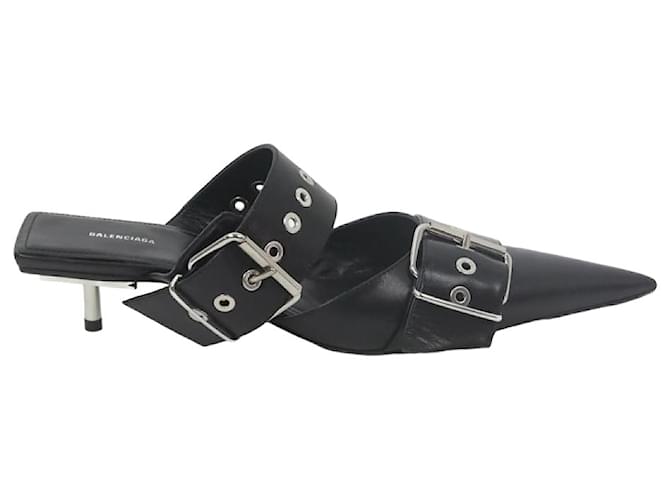 BALENCIAGA 25S HIGH-HEEL SHOES 85 MM IN BLACK COW LEATHER WITH GOLD HARDWARE main image 0