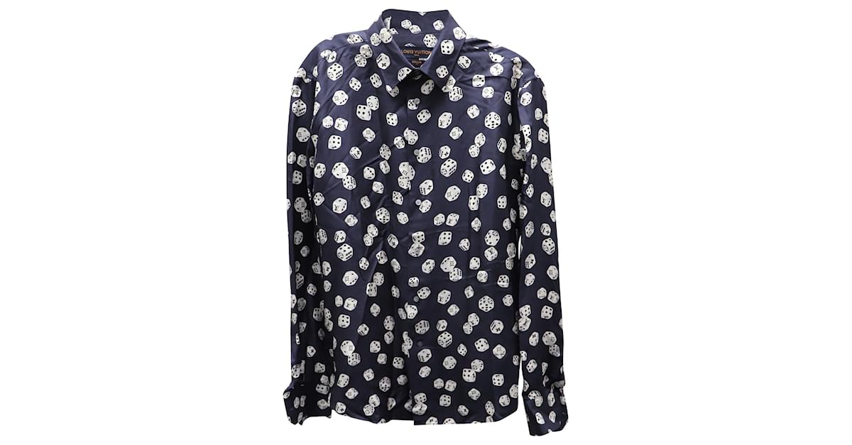 Camicia Louis Vuitton Monogram Dice Regular Fit in cotone blu navy  ref.851722 - Joli Closet