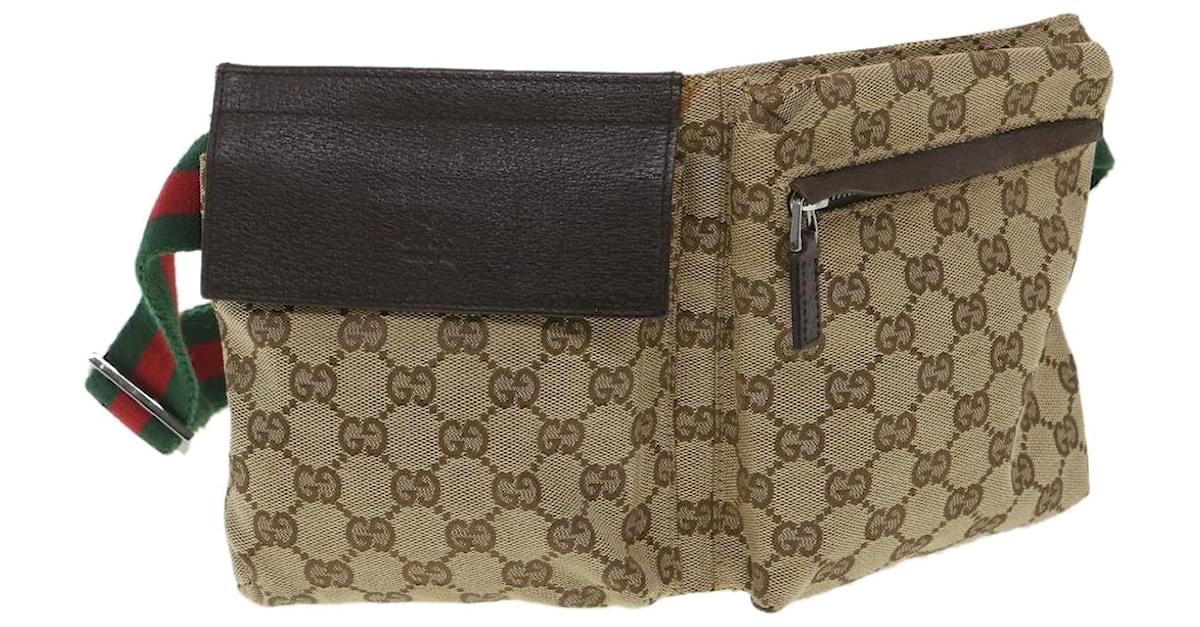 Auth VB18 GUCCI GG canvas Fanny Pack Bum Bag waist pouch sherry line