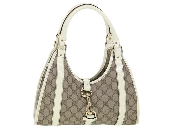 GUCCI GG Supreme Hand Bag PVC Leather Beige 203495 auth