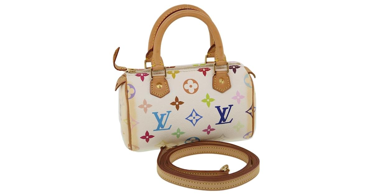 Louis Vuitton Monogram Multicolor Mini Speedy Hand Bag White M92645  Multiple colors Leather ref.854704 - Joli Closet
