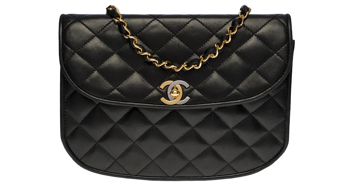 Timeless Chanel CLASSIC FLAP BAG CROSSBODY BAG IN BLACK QUILTED LAMB  LEATHER -100387 ref.855393 - Joli Closet