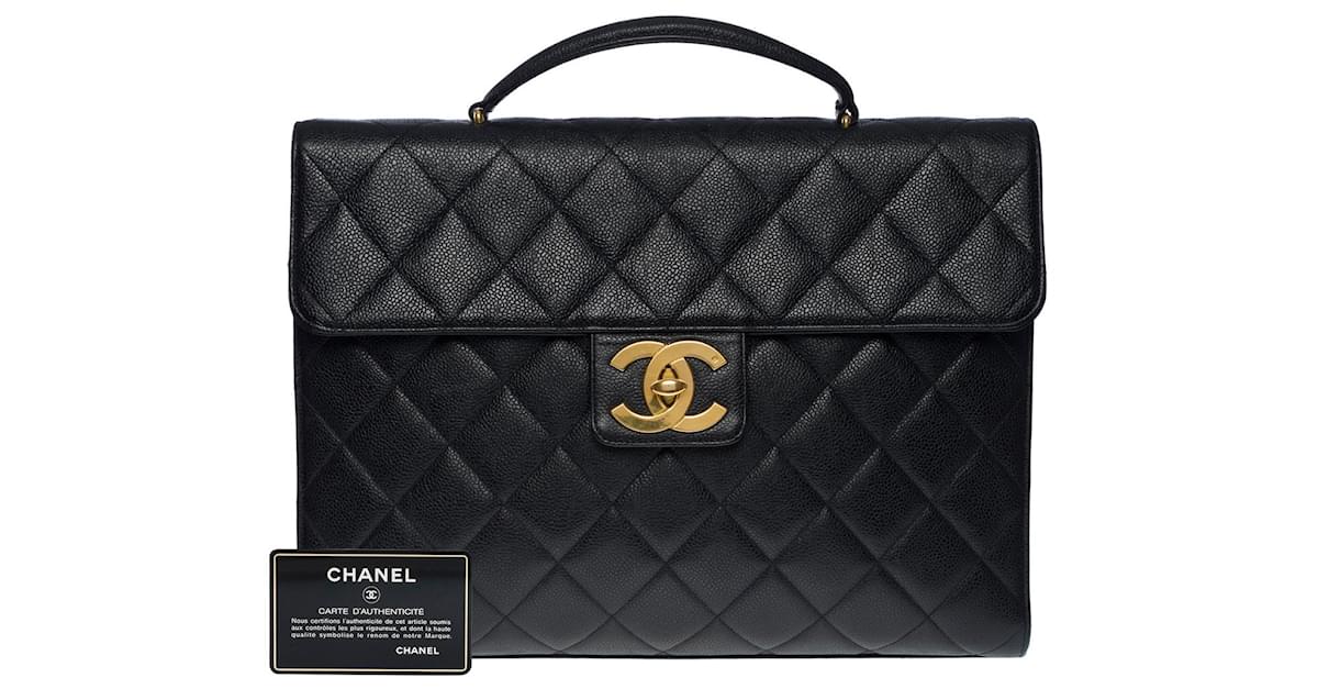 Chanel briefcase in black caviar leather 101087 ref.855422