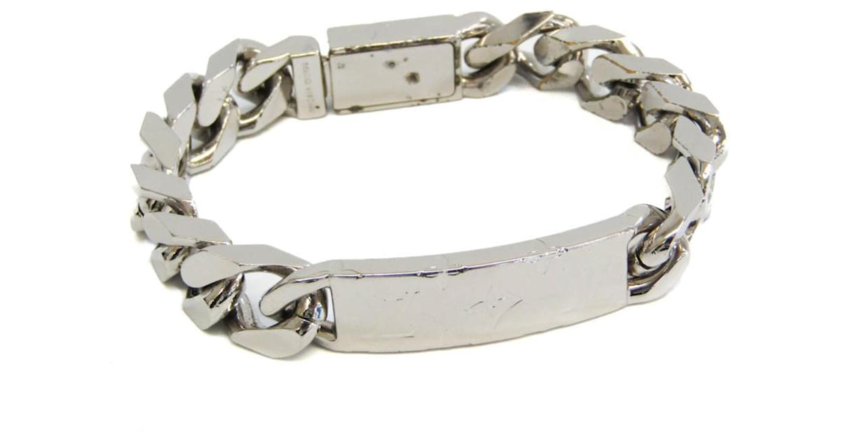 Louis Vuitton Silver Monogram Chain Bracelet Silvery Metal ref