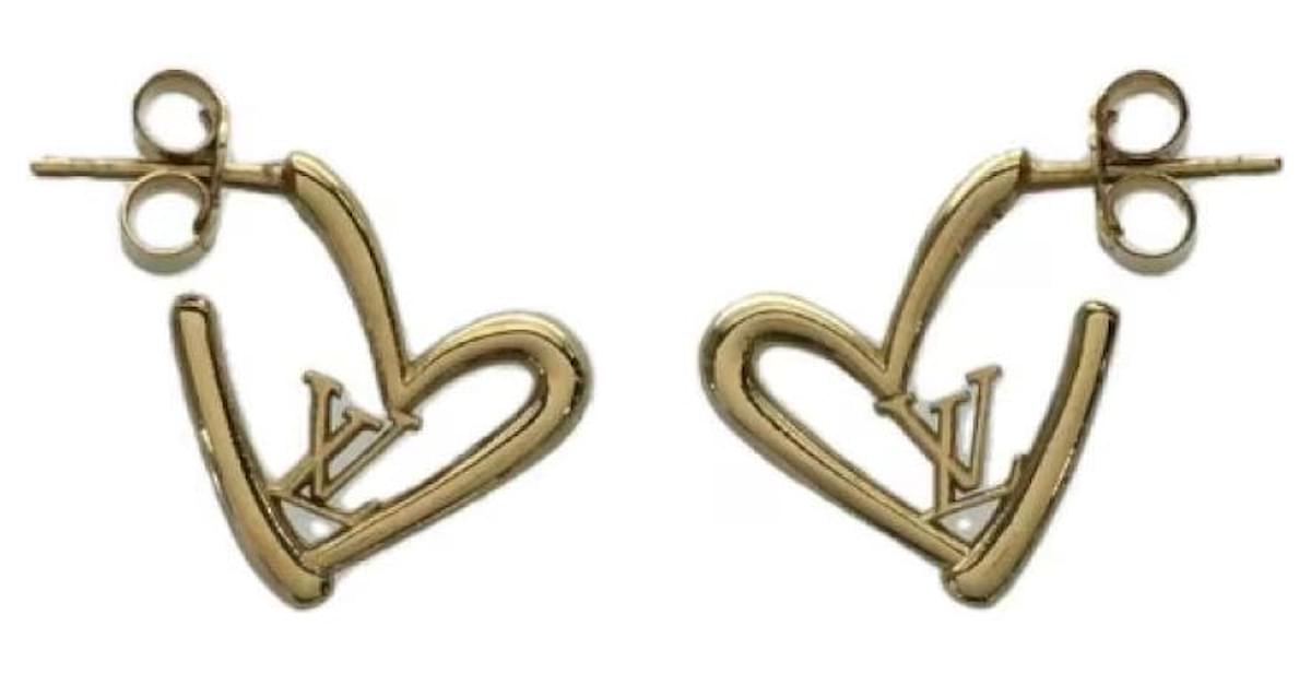 Louis Vuitton, Jewelry, Louis Vuitton Louis Vuitton Book De Reil Heart  Fallin Love Gm Earrings Lv Log