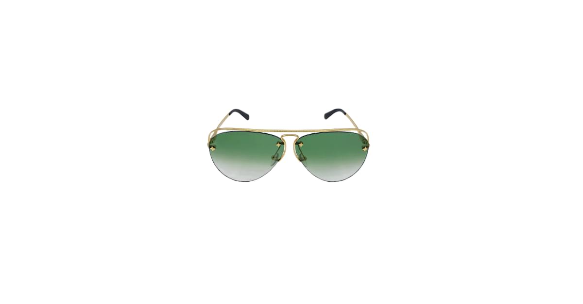 Louis Vuitton Goldtone Metal Rectangle Sunglasses-Z0074 - Yoogi's