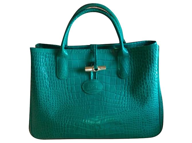 Longchamp ROSEAU Cuir Vert Joli Closet