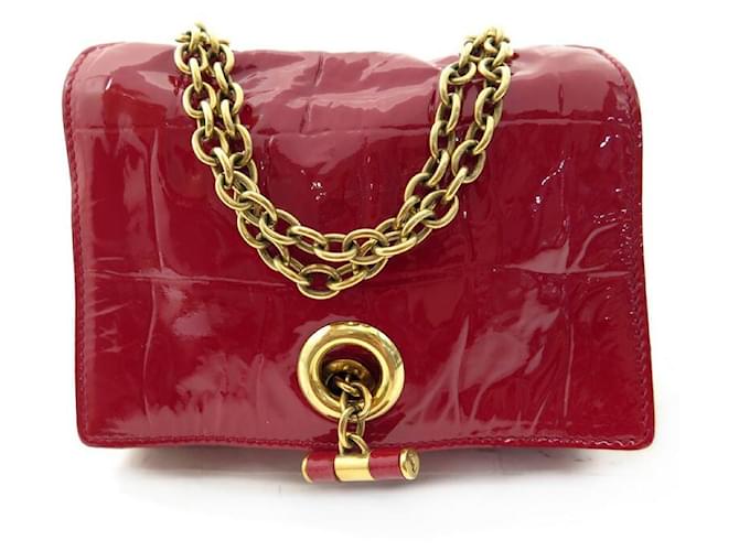 YVES SAINT LAURENT HANDBAG EVENING POUCH 191880 in red patent