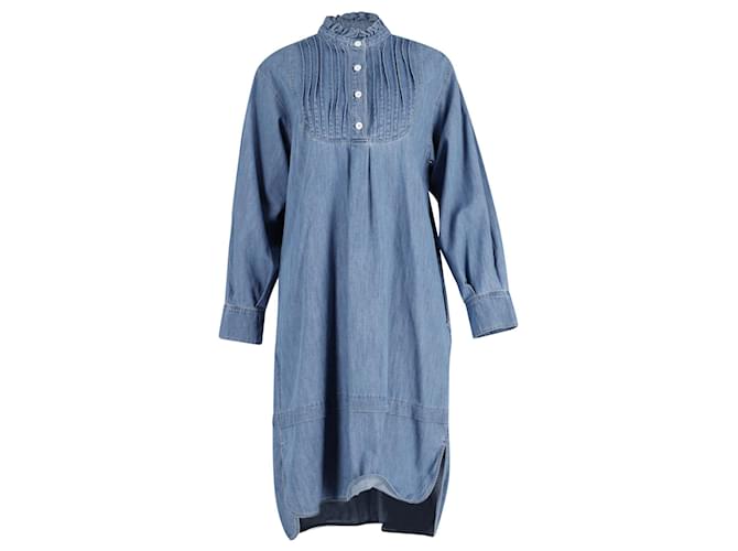 Chlo See by Chloe Pleated Bib Dress in Blue Cotton Denim (Sold) - Joli  Closet