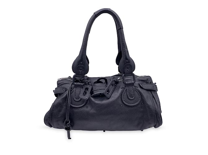 Chloé Black Hardware Leather Paddington Bag Satchel Handbag