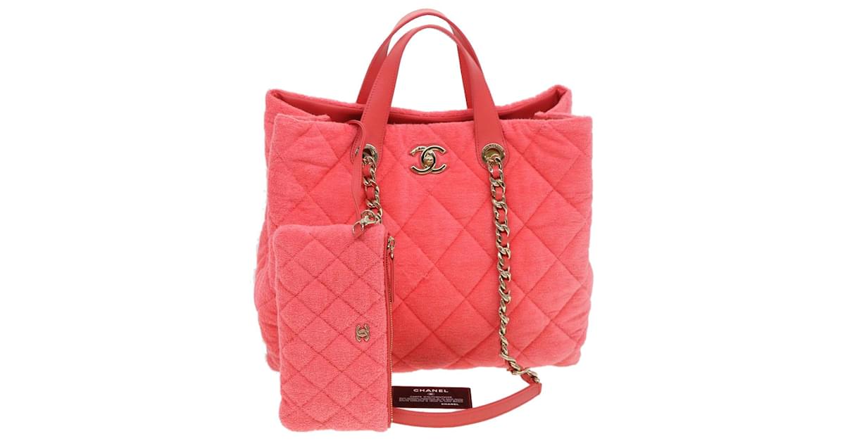 CHANEL Chain Hand Bag Pile 2way Pink CC Auth ar9158a ref.864556