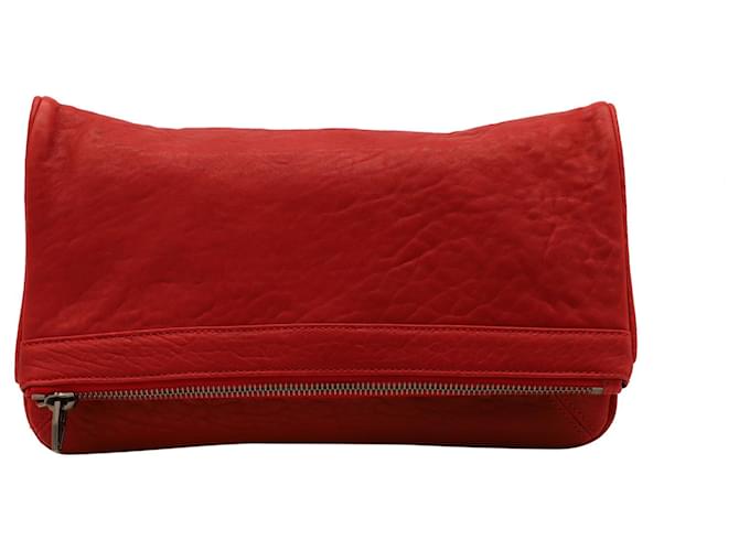 ALEXANDER WANG レザークラッチバッグ レッド ALEXANDER WANG Metal Nylon Zipper Clutch Red 1338897