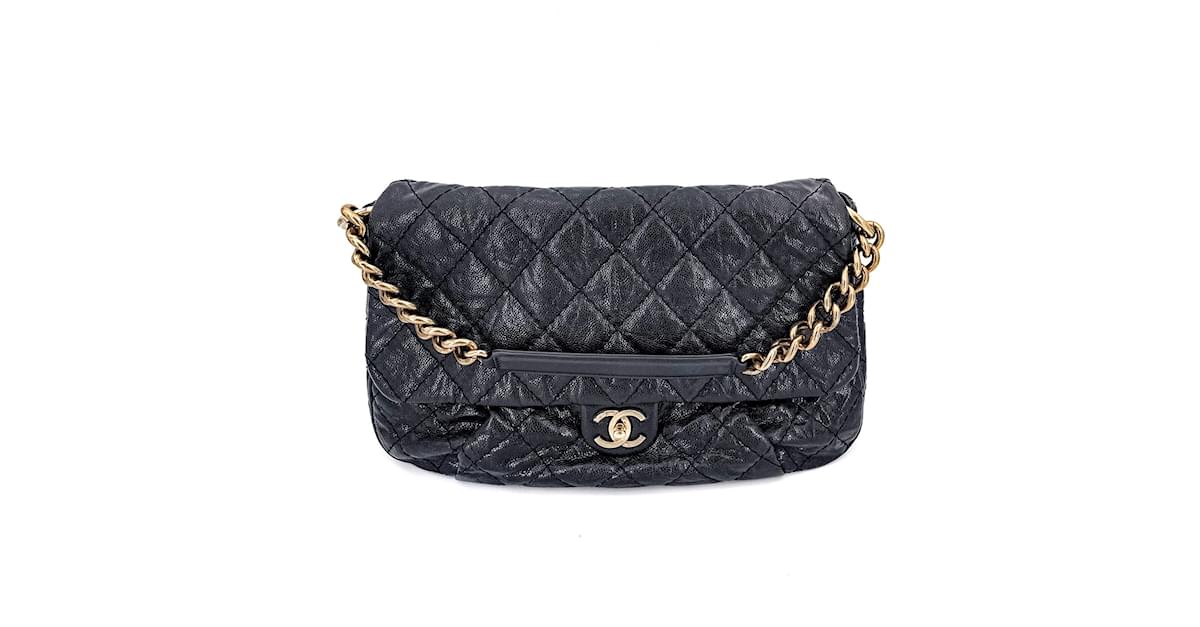 Chanel Jumbo Distressed Caviar Black Bag Leather ref.869462 - Joli