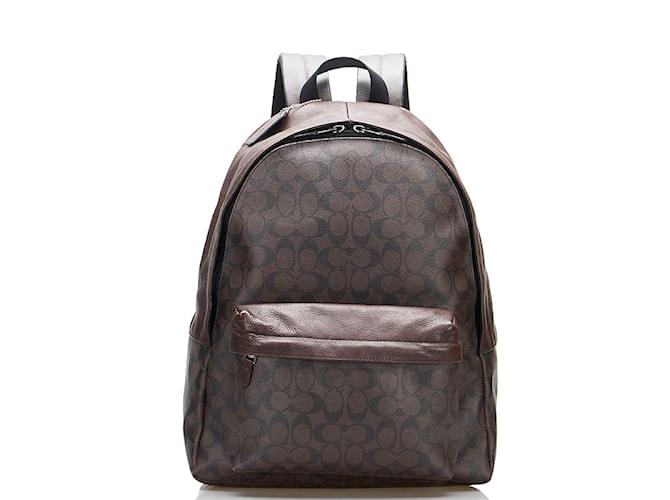 coach f55398 mens charles backpack in signature charcoal black West Canvas Charcoal/Black CV925 NWT Coach MEN's Clark Backpack
