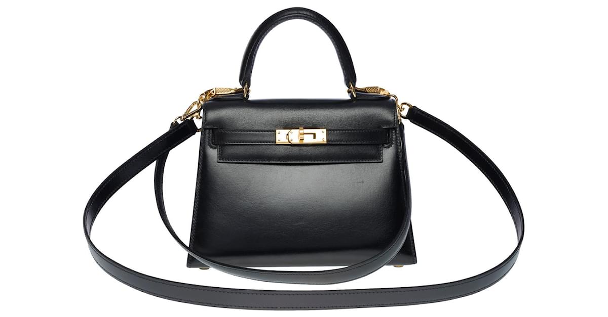 Hermès Kelly black strap in cloth and leather – Maison Vivienne