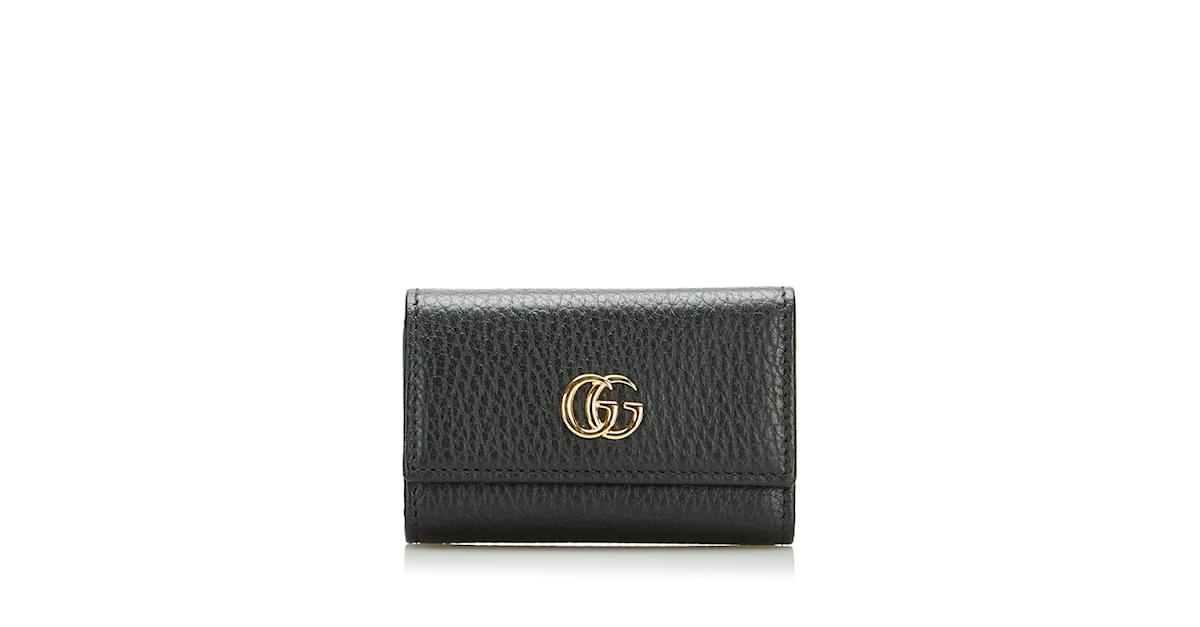 Gucci GG Marmont Leather Key Case 456118 Black Pony-style calfskin  ref.873091 - Joli Closet