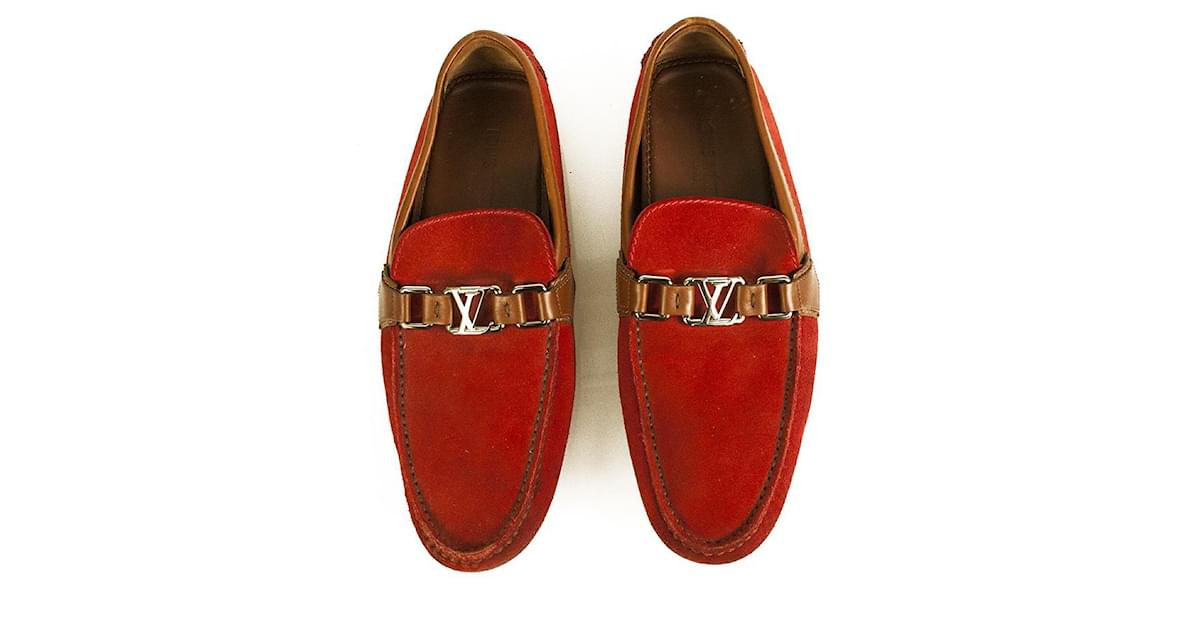 Louis Vuitton Calfskin Mens Monte Carlo Car Shoe Moccasin Loafers 8.5 Red