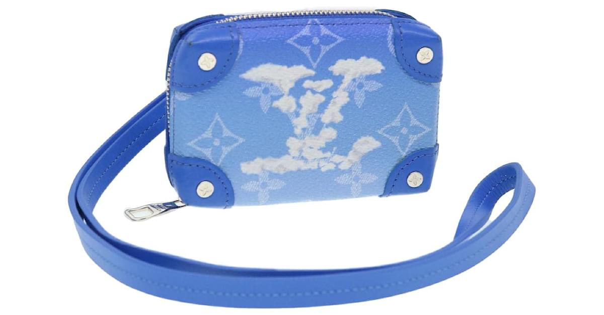 LOUIS VUITTON Monogram Clouds Soft Trunk Necklace Wallet Blue M45440 Auth  ni331a