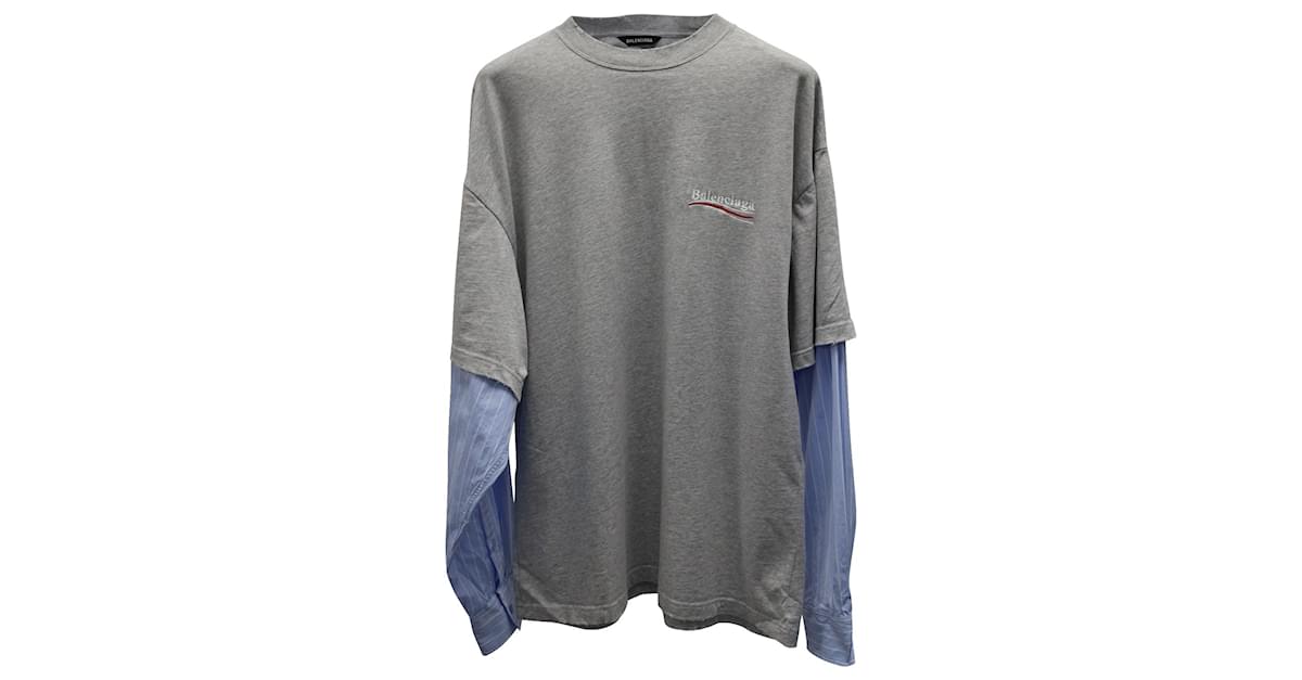 Balenciaga Political Campaign Layered T-Shirt in Grey Cotton ref.874504 -  Joli Closet