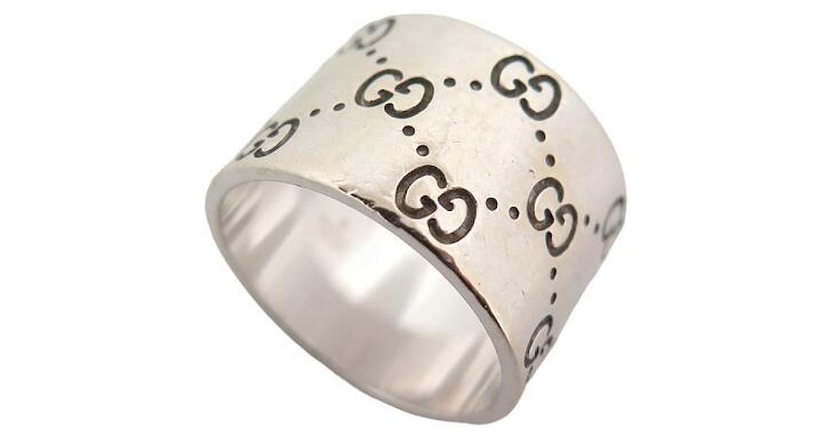 Gucci Icon ring in white gold 18K 15 GR SIZE 59 MONOGRAM GG WHITE