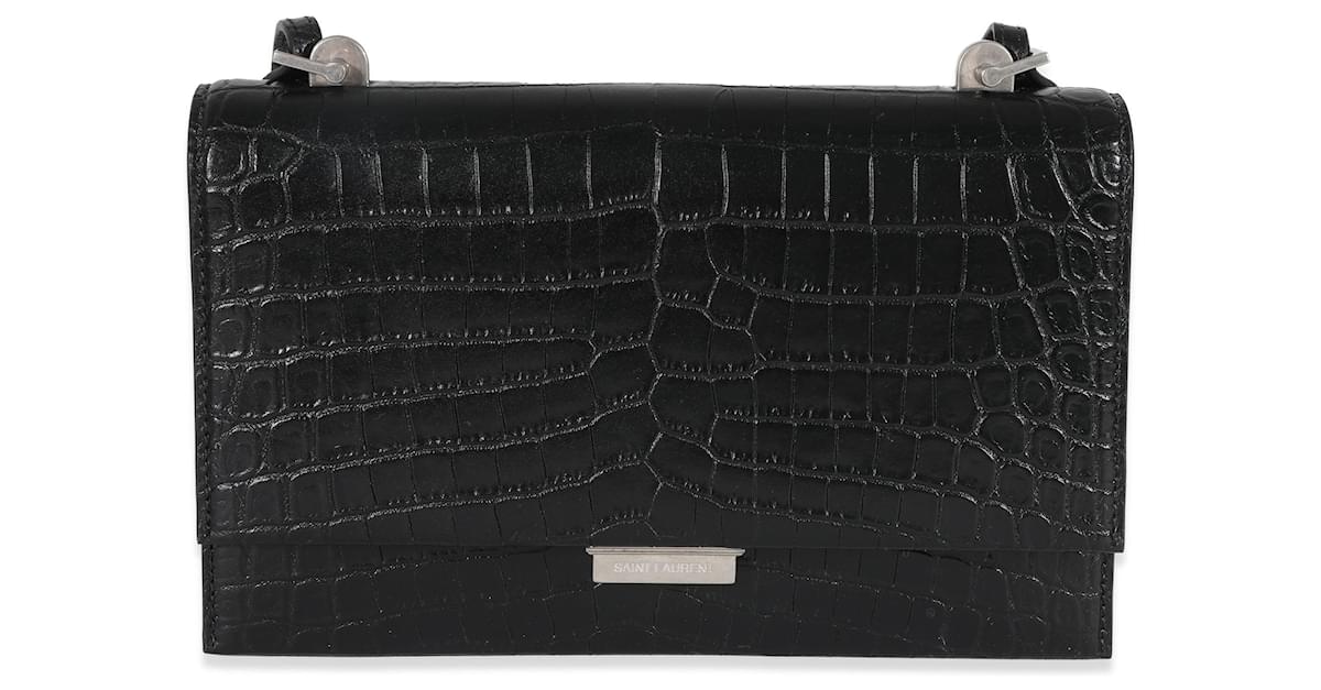 Saint Laurent Babylone Top Handle Bag Crocodile Embossed Leather