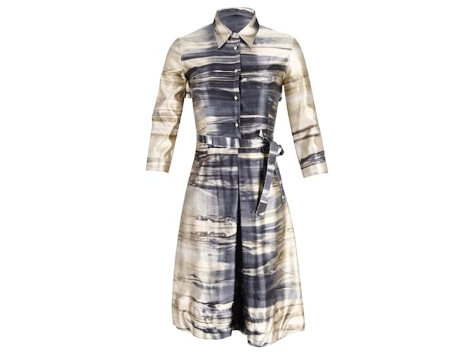 Prada Belted Printed Shirt Dress in Multicolor Silk Python print ref.878889 - Joli Closet Prada Belted Printed Shirt Dress in Multicolor Silk Python print ref.878889 - Joli Closet