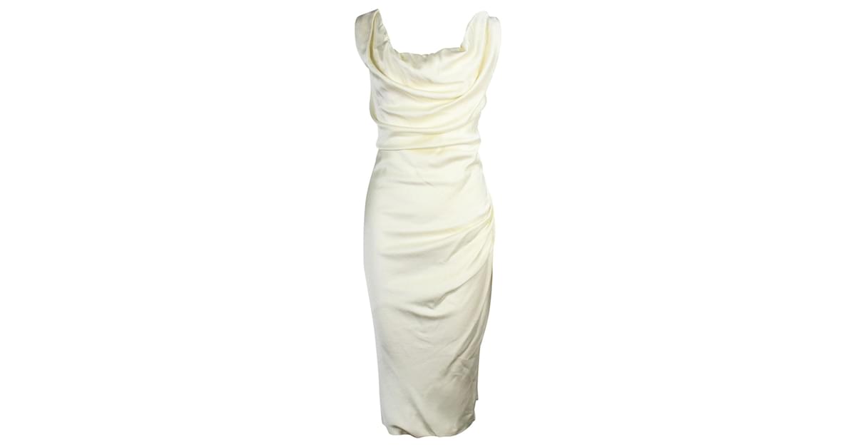 Vivienne Westwood Ginnie Draped Dress in Light Yellow Acetate