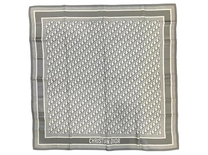 Christian Dior Silk scarves Grey Navy blue ref.879912 - Joli