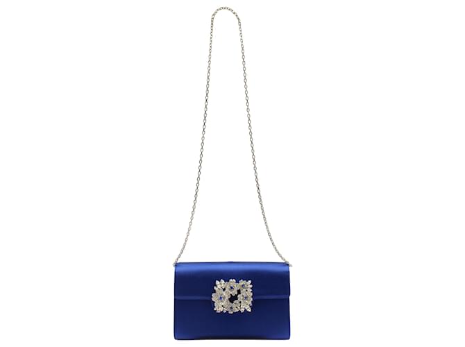 VIP【関税送料無料】希少 ROGER VIVIER RV BOUQUET SATIN BAG Roger Vivier RV Bouquet 钻扣迷你女式翻盖包- 黑色在阿联酋
