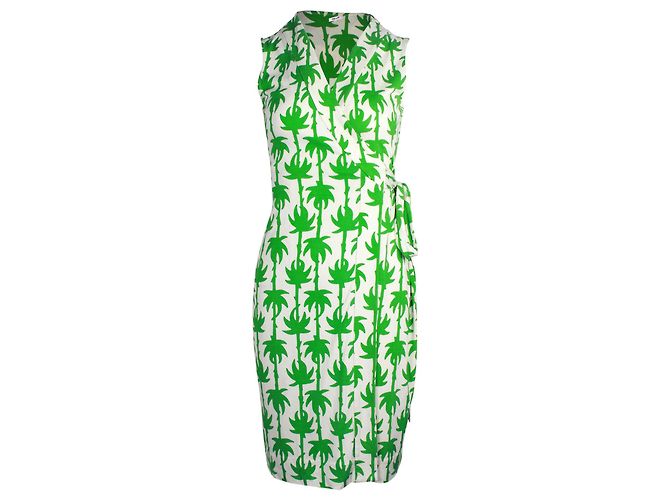 Robe Fourreau Diane Von Furstenberg Noire Palmier - Taille 4, Soie, Cocktail, Occasion Très Bon état