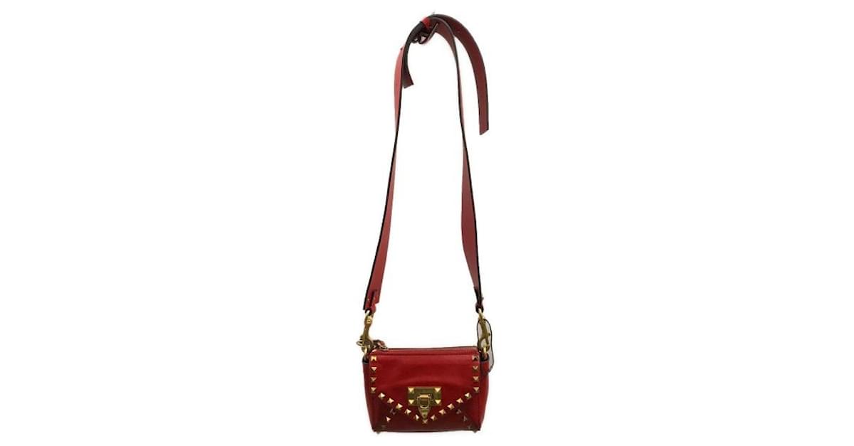 Valentino Red Leather Medium Rockstud Hype Shoulder Bag