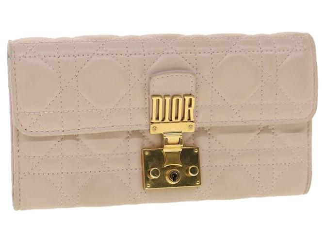 Christian Dior Lady Dior Long Wallet Lamb Skin Pink 33-MA
