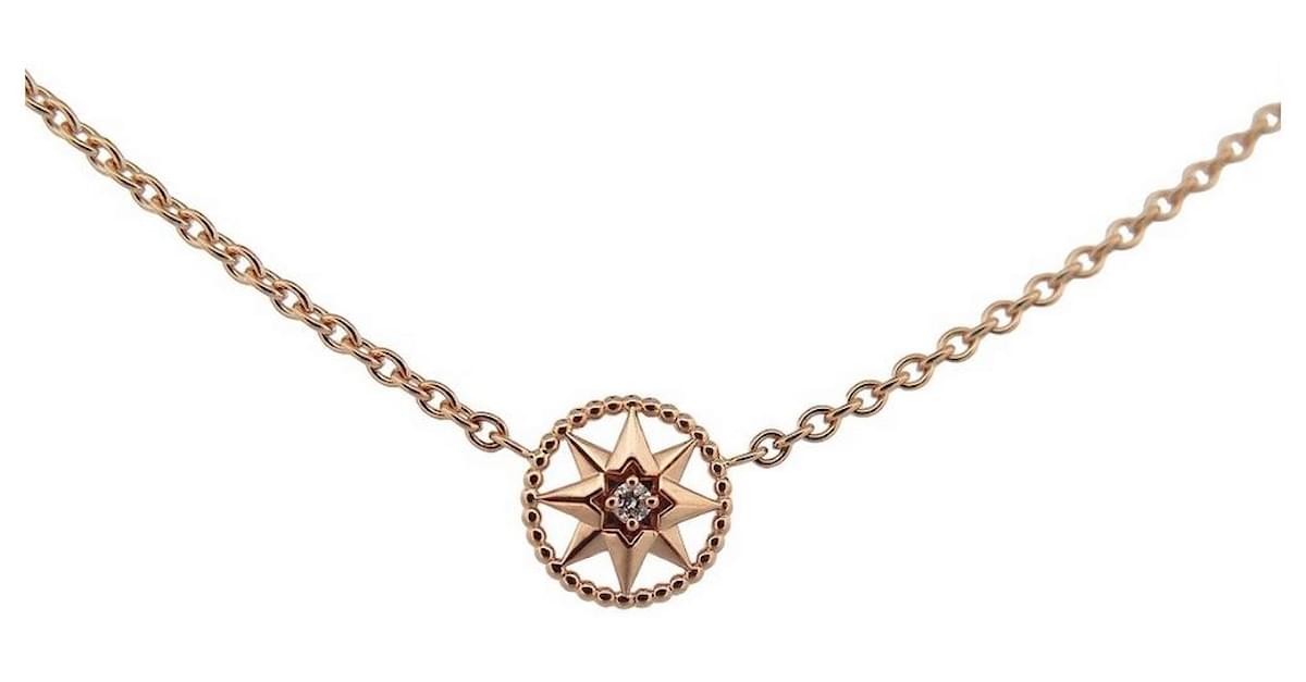 NEW CHRISTIAN DIOR ROSE DES VENTS XS NECKLACE PINK GOLD 18K DIAMANT GOLD  NECKLACE ref.881694 - Joli Closet