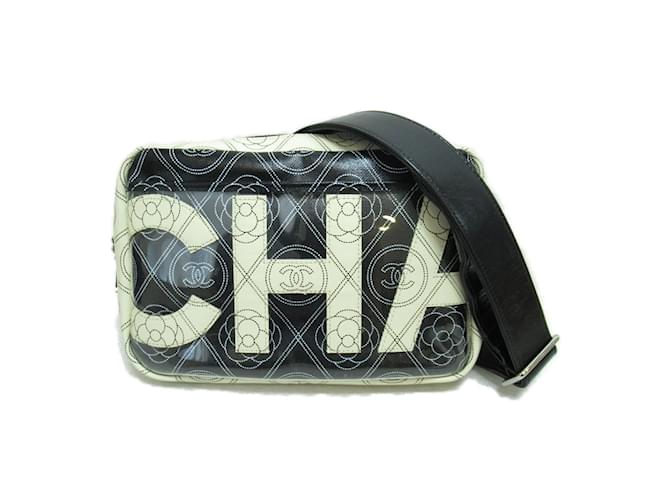 Chanel Canvas Camellia Logo Camera Bag A57273 Black Cloth