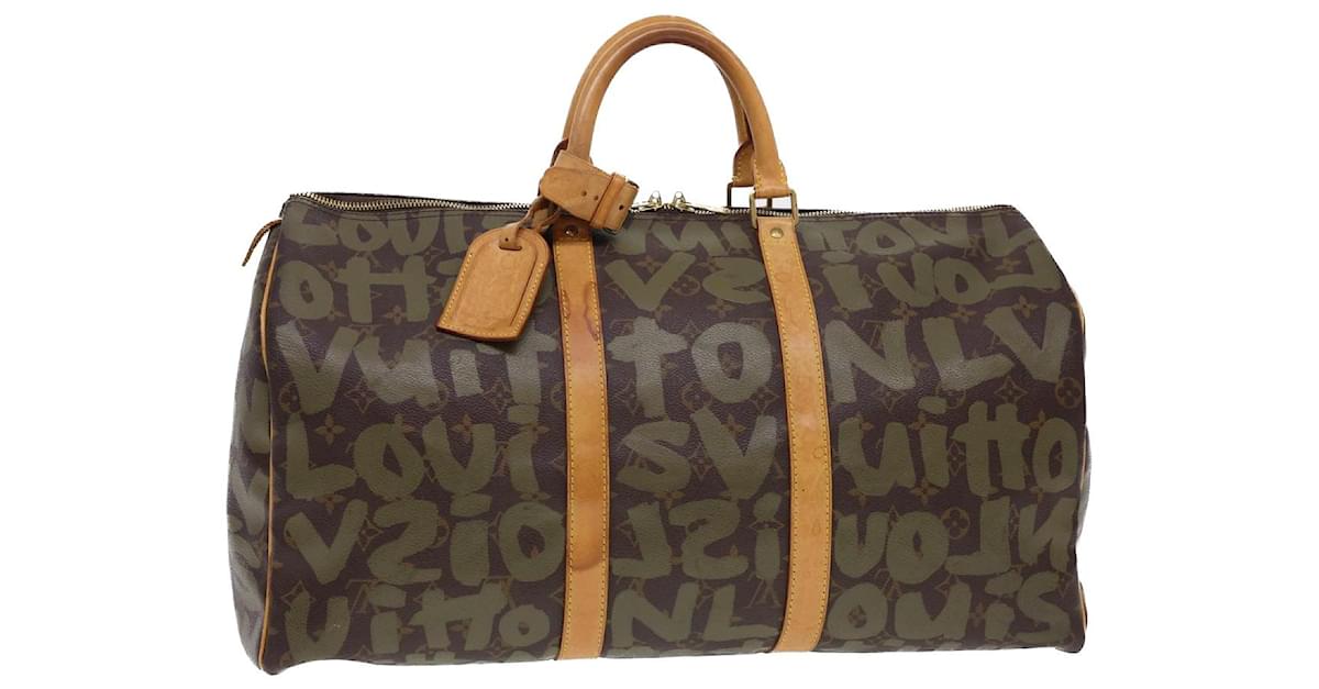 Louis Vuitton Keepall 50 Large Boston Bag Monogram Graffiti M92196 Brown  Green