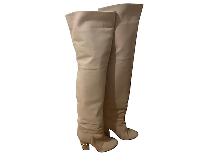 Casadei Boots Cream Leather ref.884074 - Joli Closet