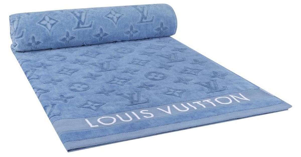 LOUIS VUITTON Tile Mosaic Beach Towel Blue Cotton