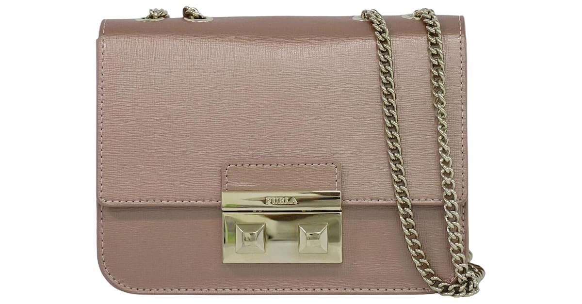 Furla - Bella Mini Saffiano Leather Chain Crossbody Grey