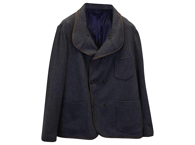 Blazer Croisé Homme Bleu Marine Boutons Dorés Blazer croisé Giorgio Armani en laine bleu marine ref.887566 - Joli Closet