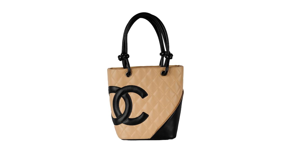 Chanel Quilted Mini Cambon Tote Bag Beige Leather ref.887740