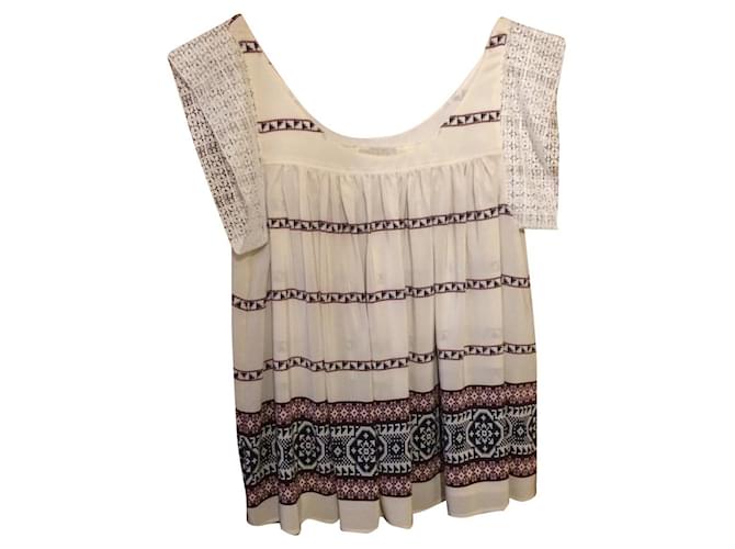Blouse Pablo De Gérard Darel Taille 36 – Violette à Motifs Floraux – Laine Fine