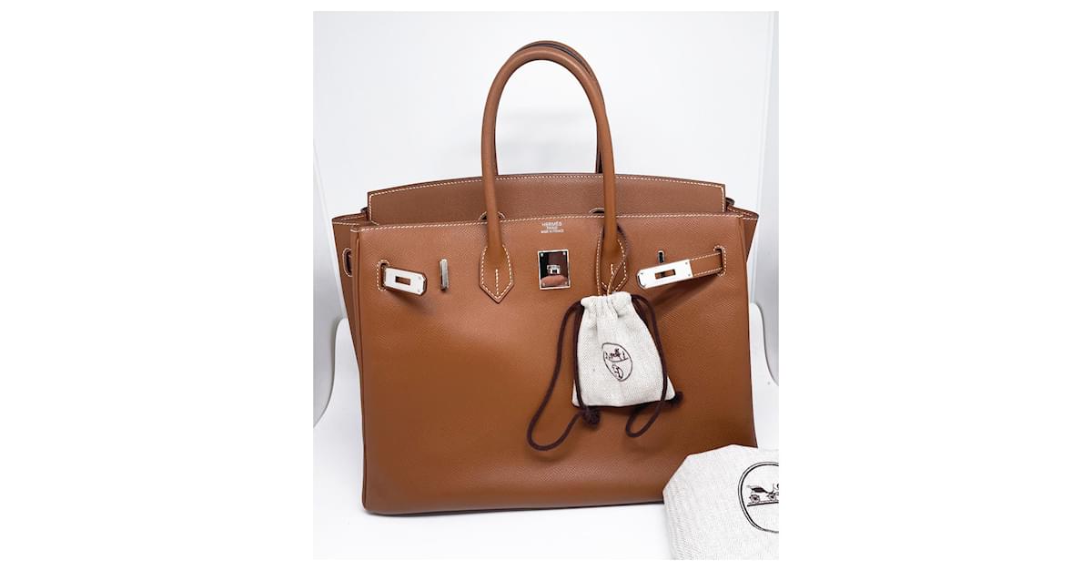 Hermes Gold Epsom Leather Gold Plated Birkin 35 Bag