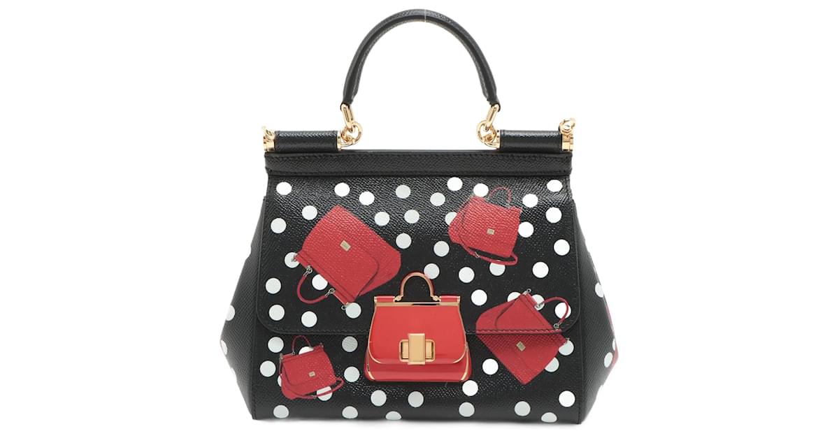 Sicily Polka Dots Small Dauphine Leather Black Bag in 2023