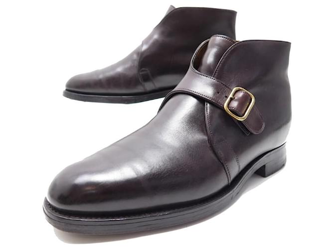 JOHN LOBB VARESE SHOES 7E 41 BOOTS WITH BUCKLE BROWN LEATHER BOOTS